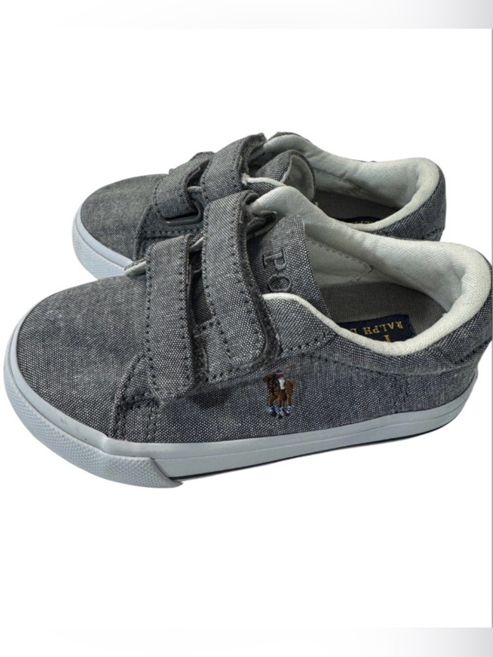 Polo Ralph Lauren Gray Velcro Sneakers Size 6.5